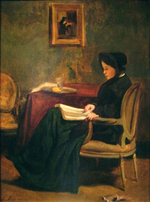 Seated woman reading, 1862